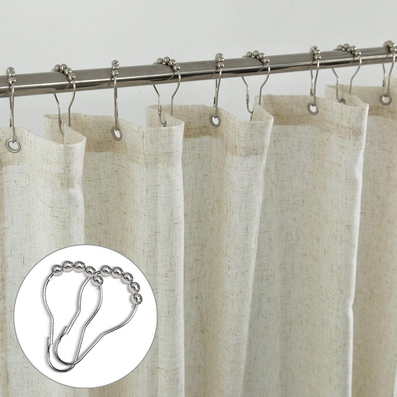 KOUFALL Linen Shower Curains 72x90 Inch Length for Bathroom,Extra Long Curtain Liner Set with Hooks,Tan Beige - Image 5